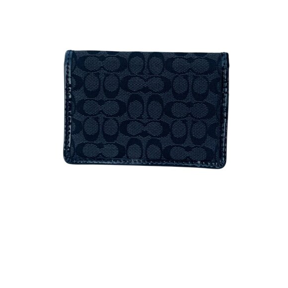 Vintage Black Coach Signature Jacquard Canvas Bifold Compact Wallet Card Case - Picture 2 of 14